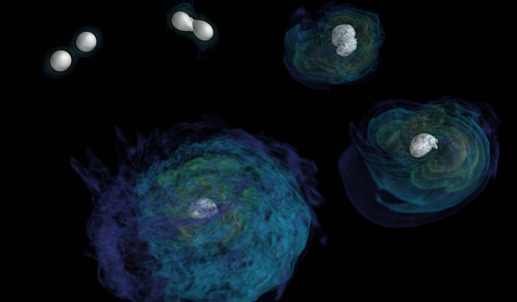 Simulazione della fusione di un sistema binario di stelle di neutroni