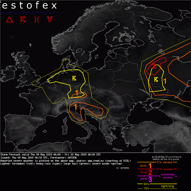 allerta meteo estofex 9 maggio