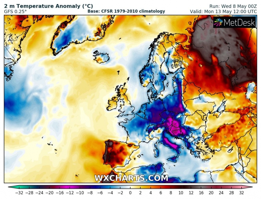 temperature europa 12 maggio 2