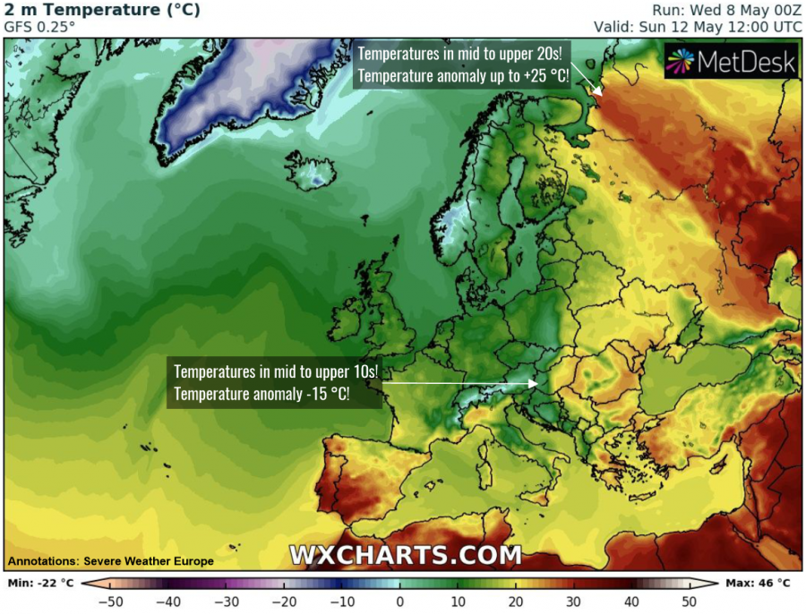 temperature europa 12 maggio 2