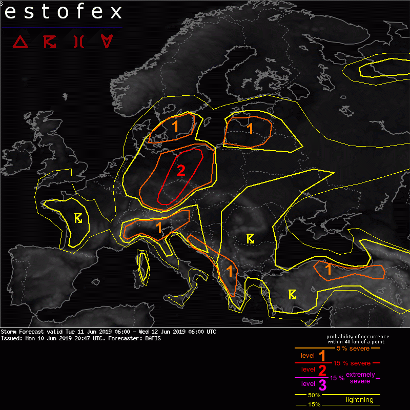 allerta meteo estofex 11 giugno