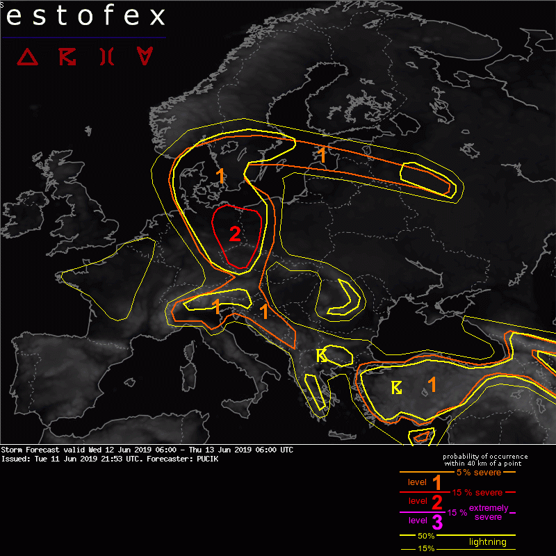 allerta meteo estofex 12 giugno