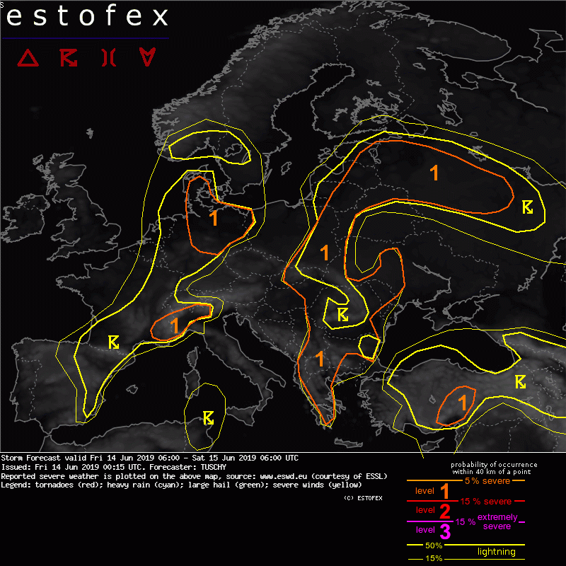 allerta meteo estofex 14 giugno