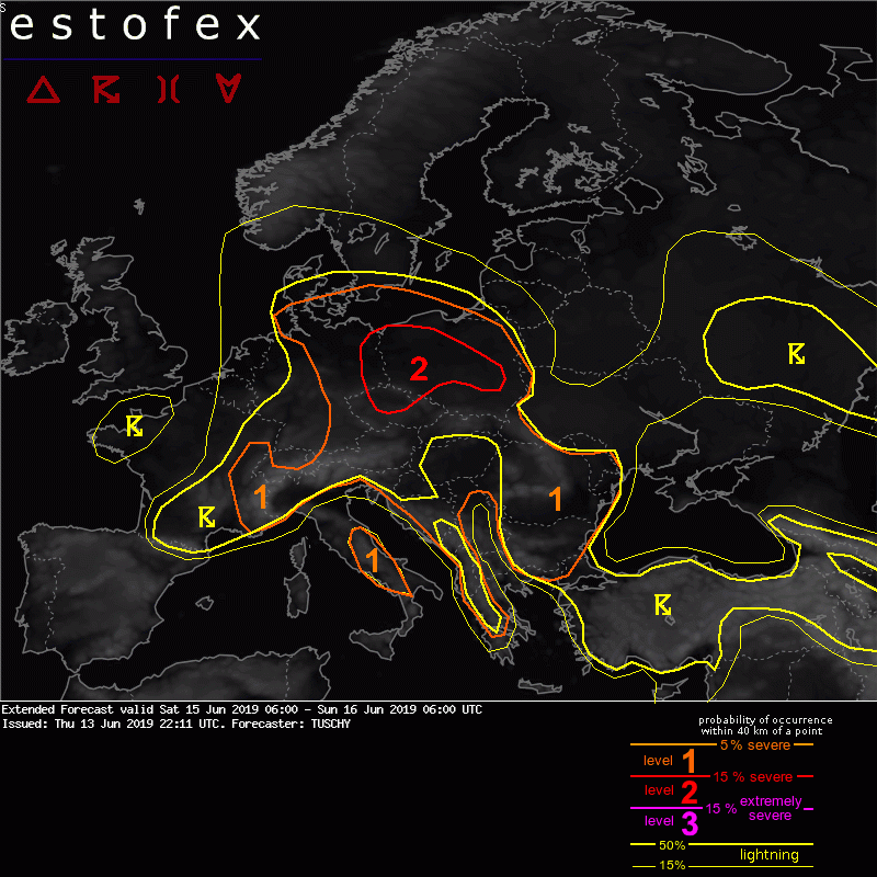 allerta meteo estofex 15 giugno