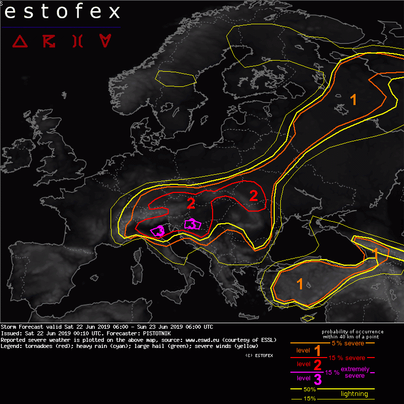 allerta meteo estofex 22 giugno