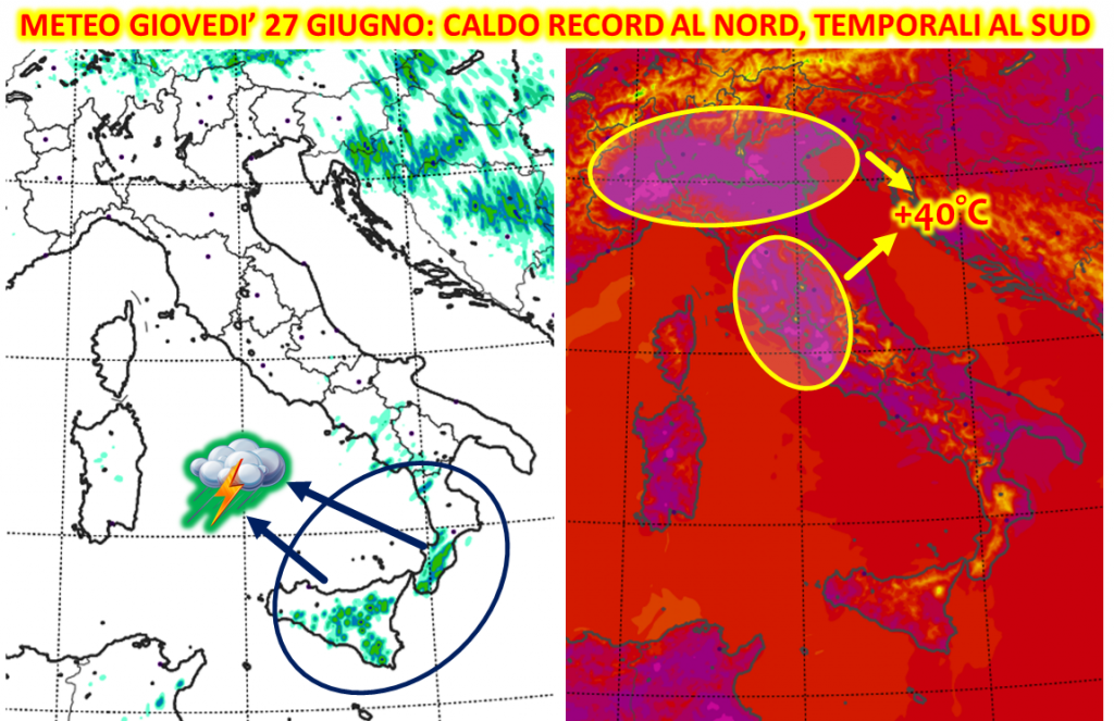meteo giovedì 27 giugno