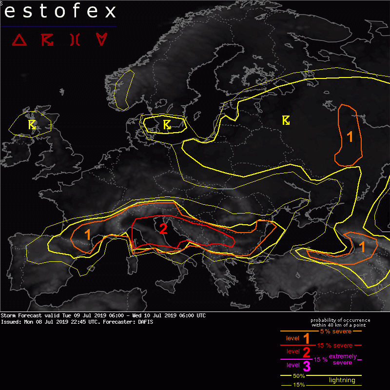 allerta meteo estofex 9 luglio
