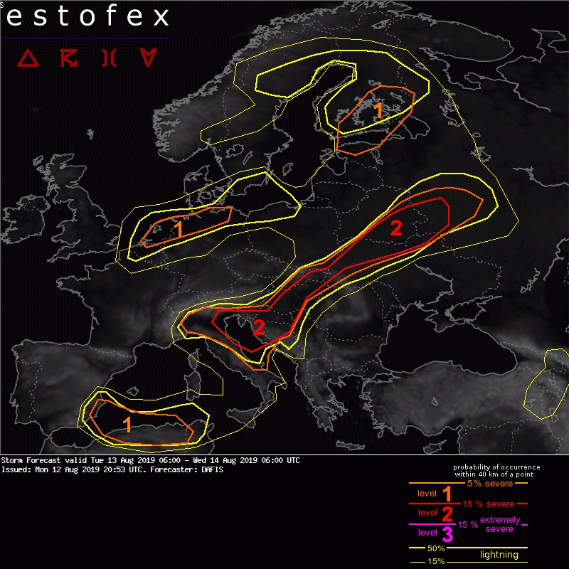 allerta meteo estofex 13 agosto