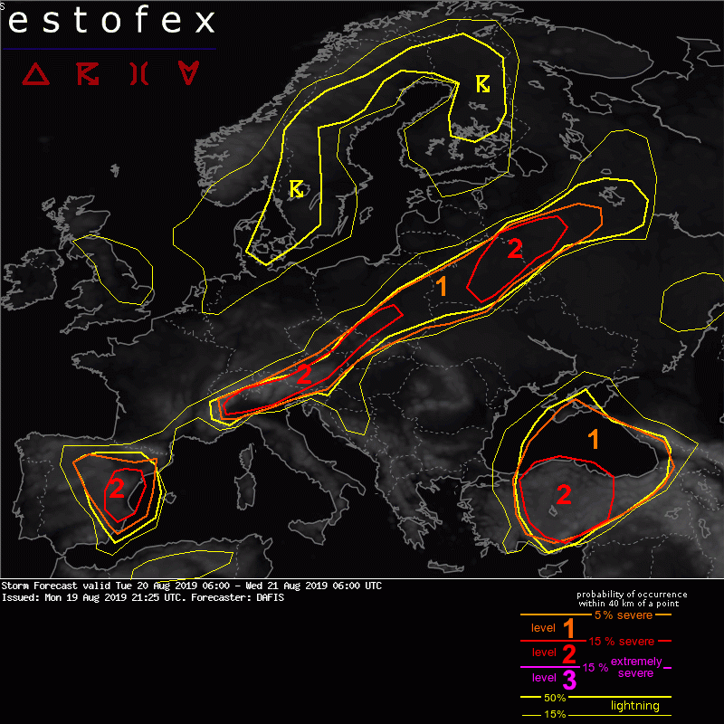 allerta meteo estofex 20 agosto