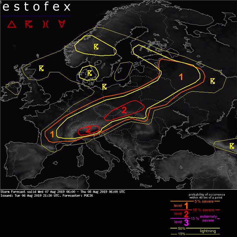 allerta meteo estofex 7 agosto