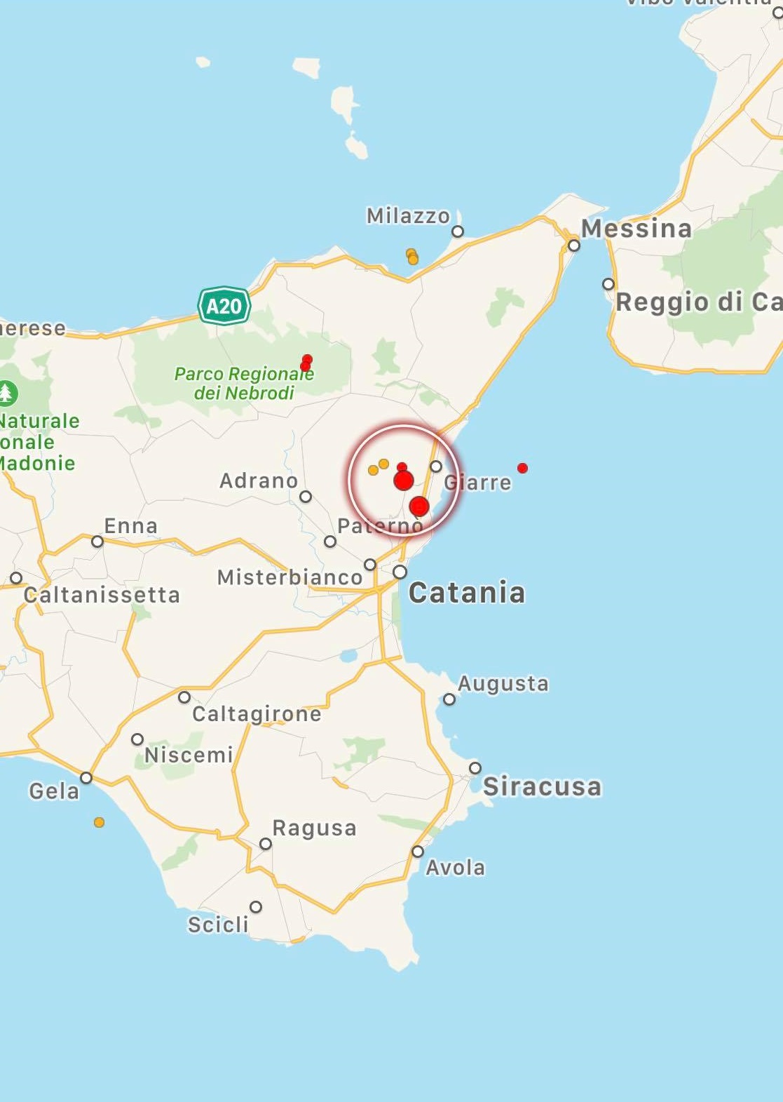 terremoto oggi catania zafferana etnea