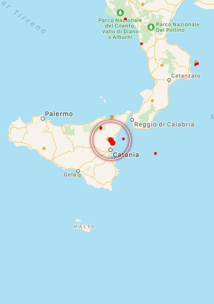 terremoto oggi catania zafferana etnea