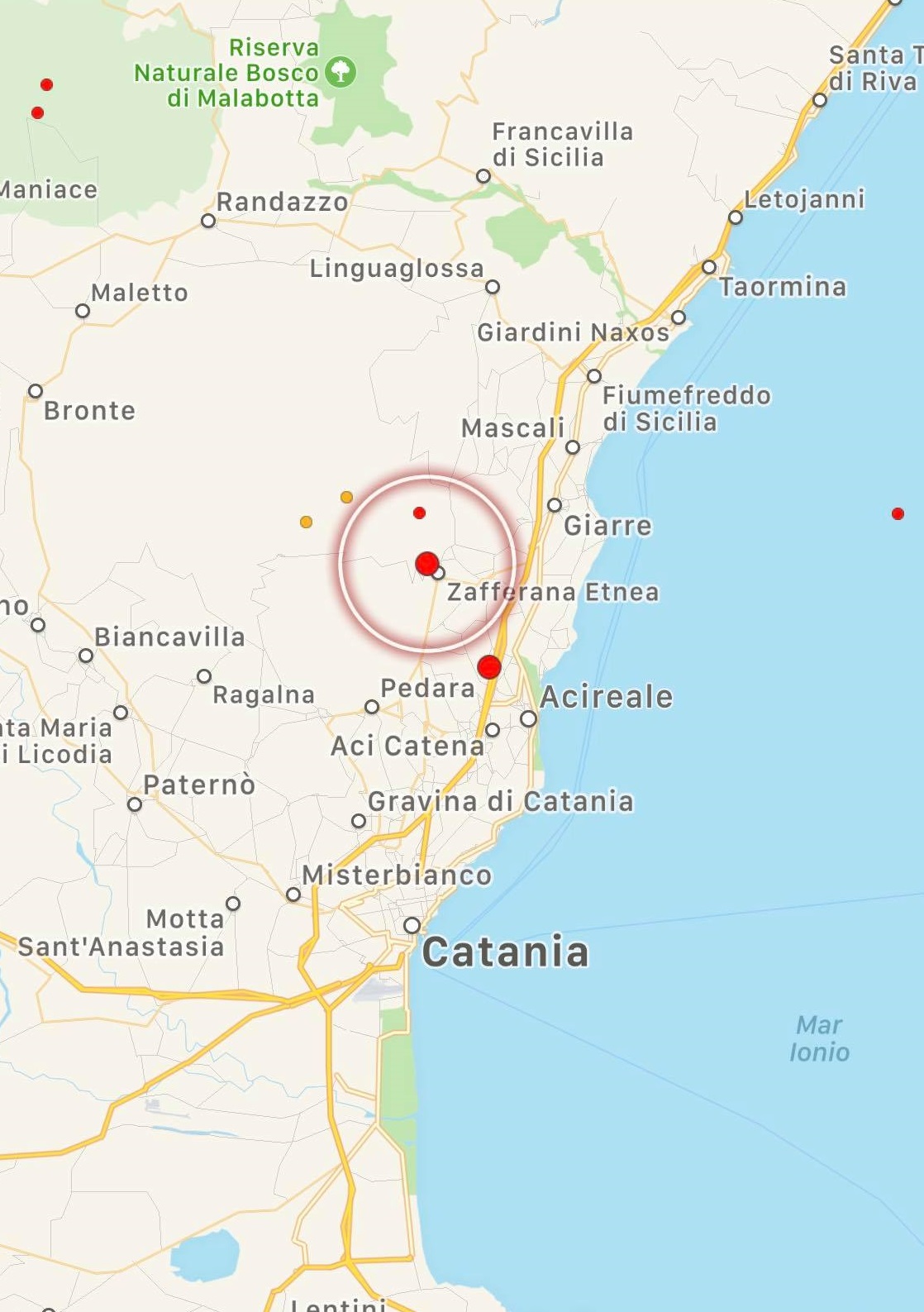 terremoto oggi catania zafferana etnea
