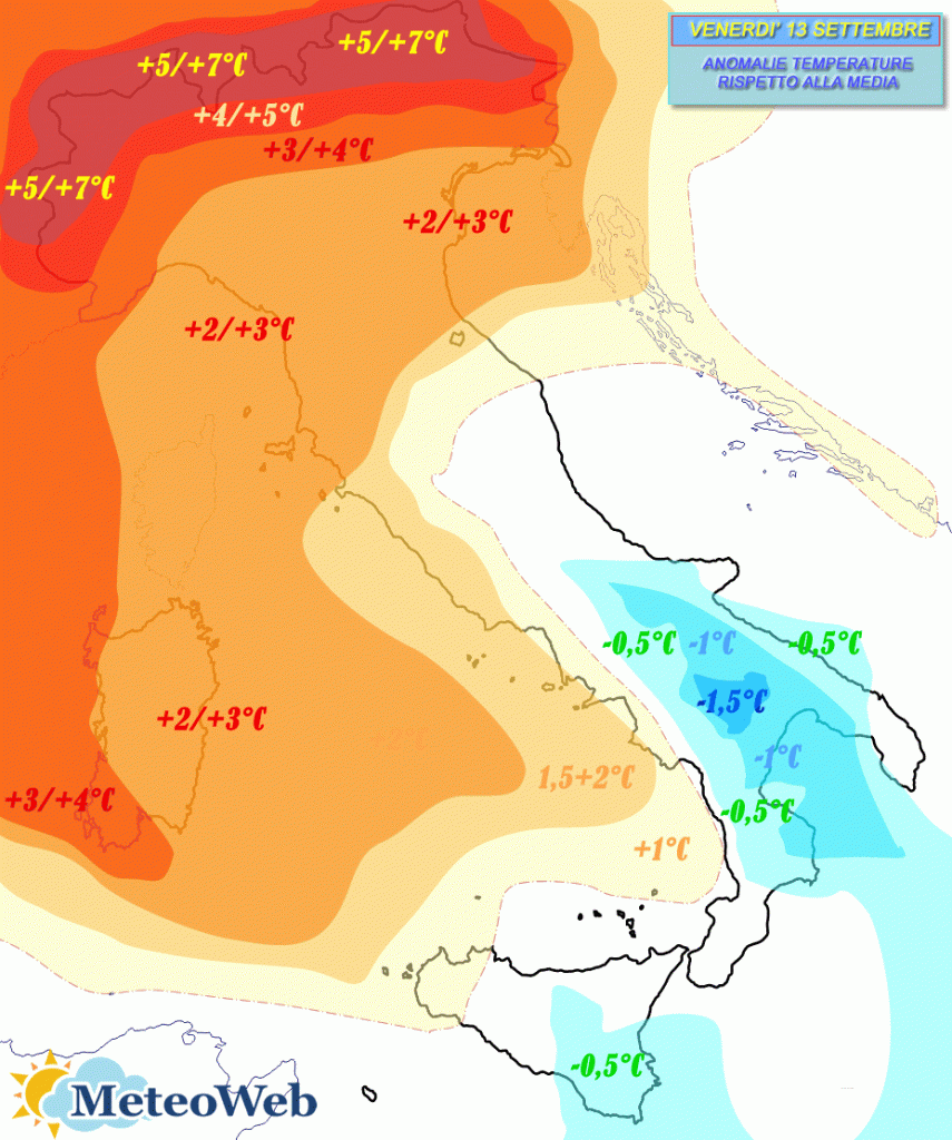 ANOMALIE TEMPERATURE VENERDì 13