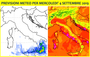 previsioni meteo mercoledì 4 settembre 2019