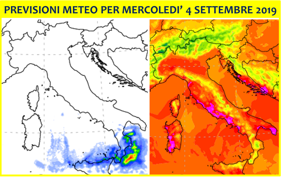 previsioni meteo mercoledì 4 settembre 2019