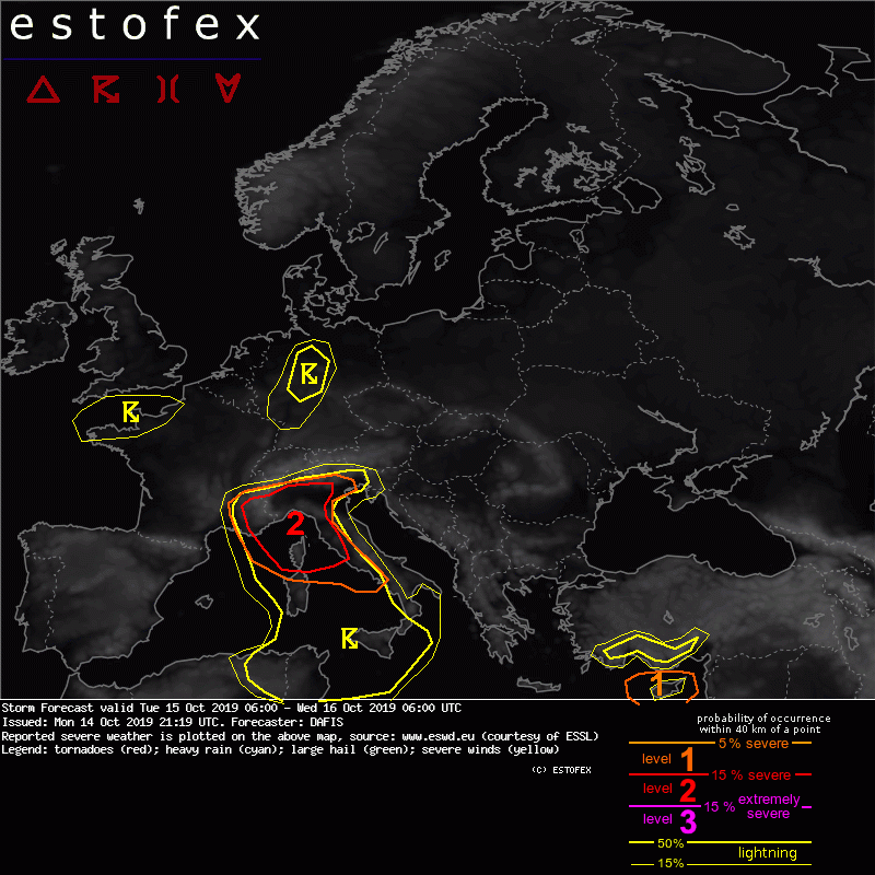 allerta estofex 15 ottobre