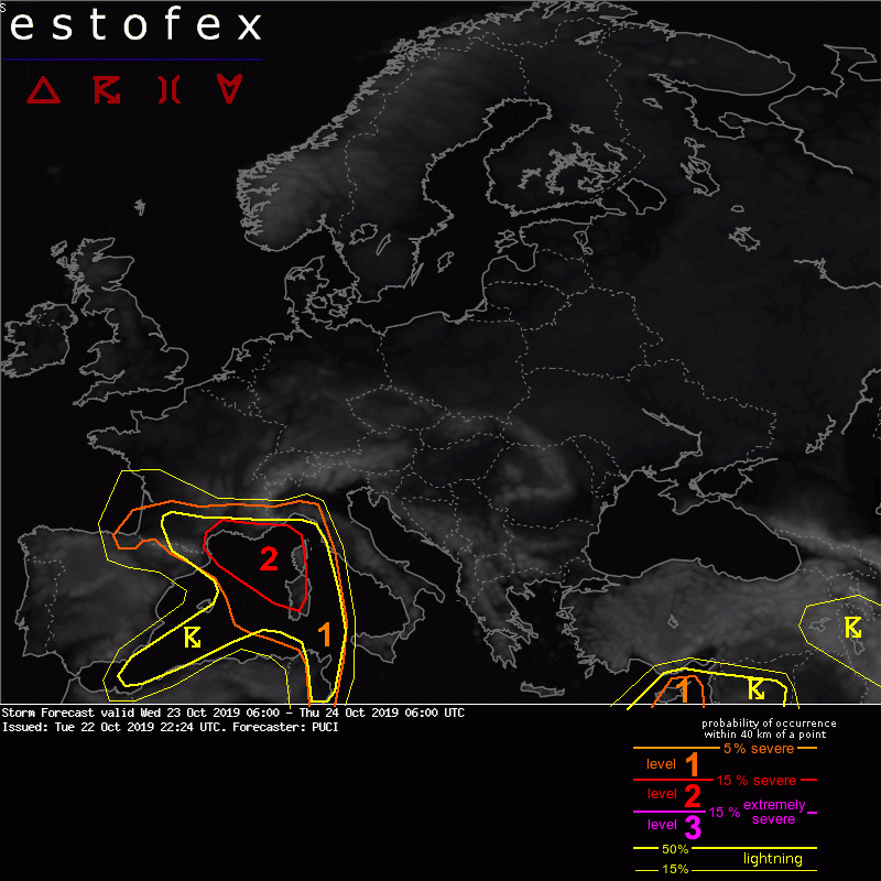 allerta estofex 23 ottobre