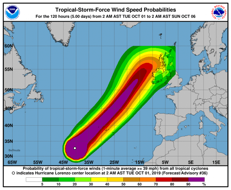 uragano lorenzo europa mappe