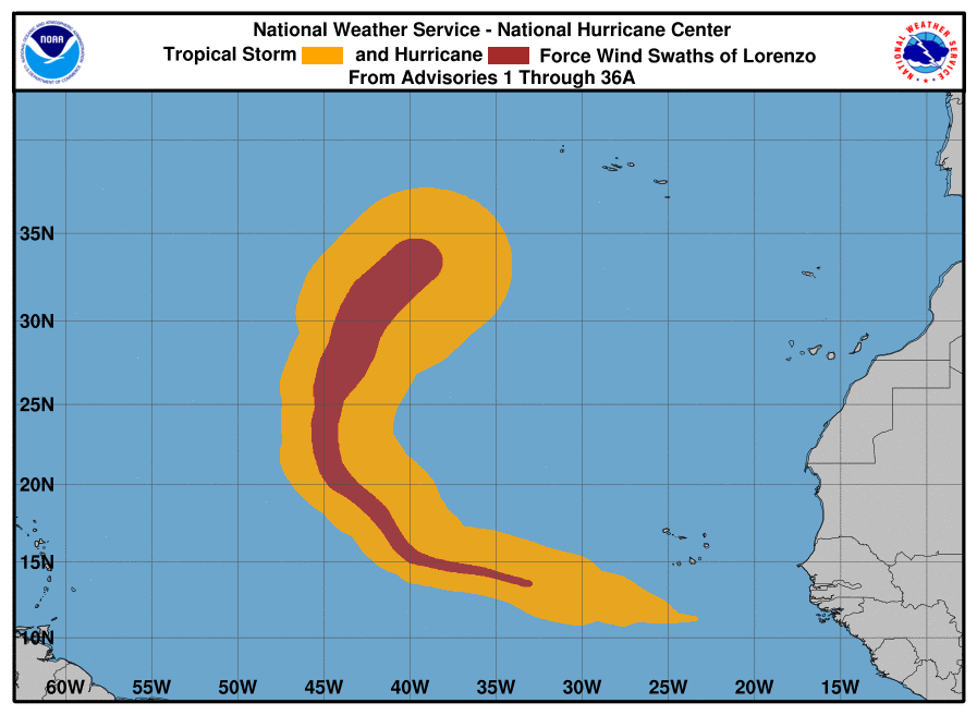 uragano lorenzo europa mappe