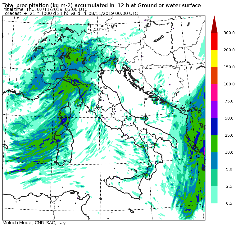 meteo italia 7 novembre 2019