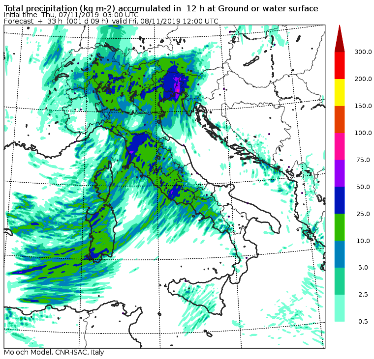 meteo italia 7 novembre 2019