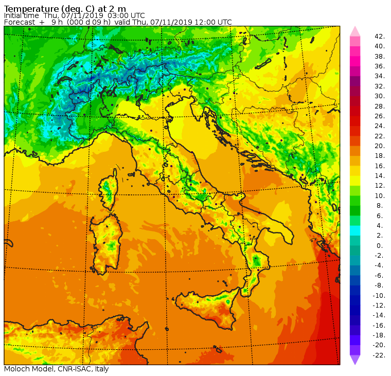 meteo italia 7 novembre 2019