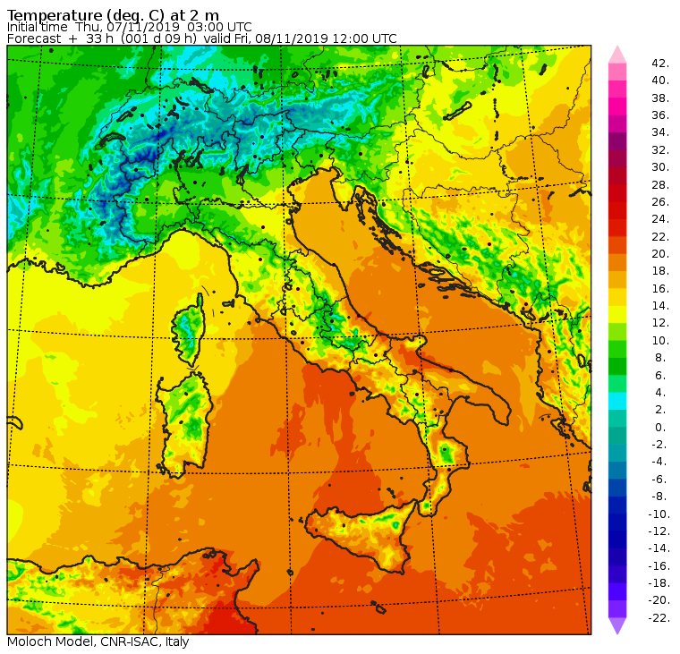 meteo italia 7 novembre 2019