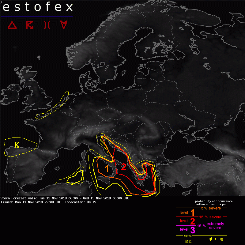allerta estofex 12 novembre