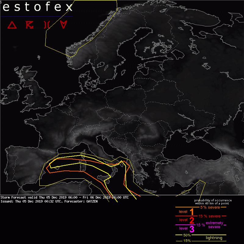 allerta estofex 5 dicembre