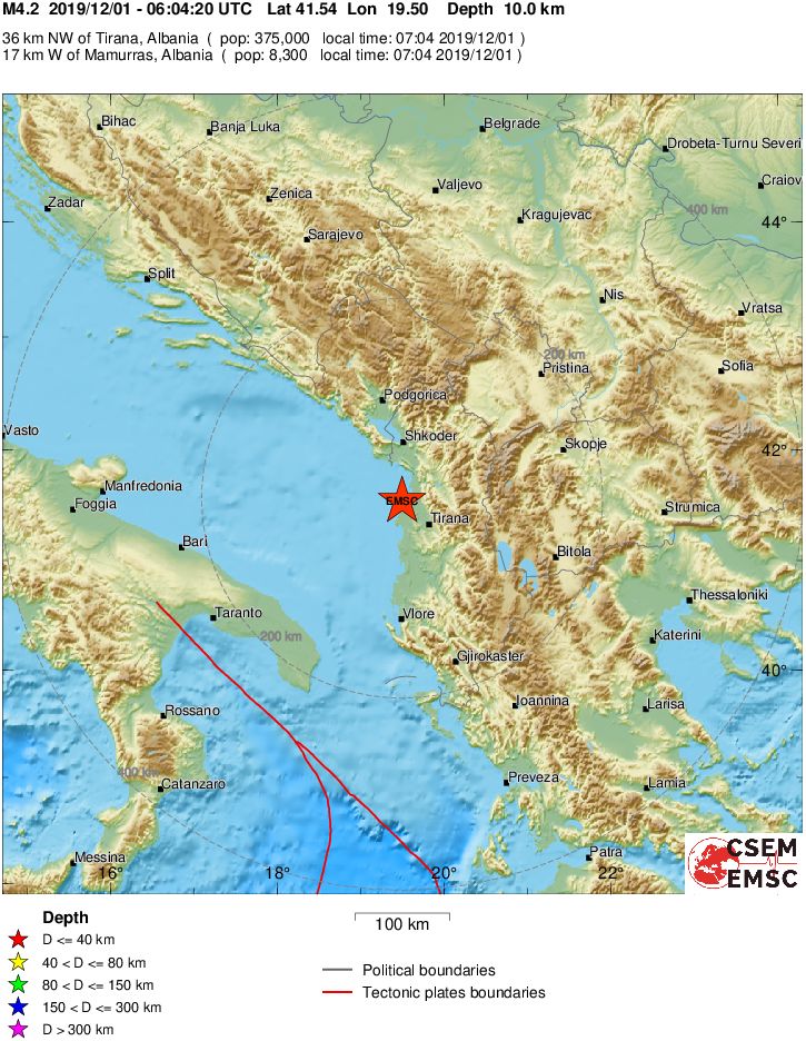 durazzo albania terremoto
