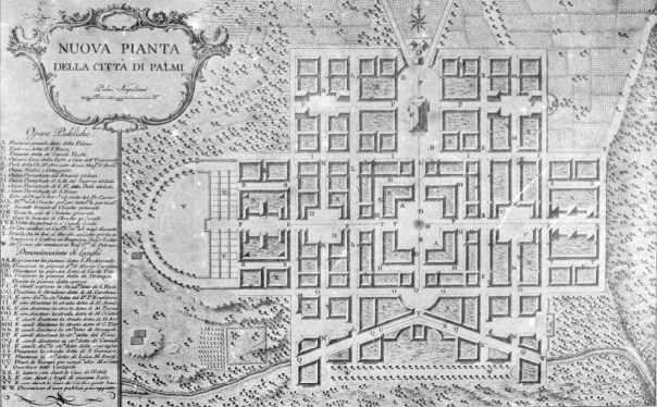 Nuova Pianta della città di Palmi (RC) proposta dai Borboni per la ricostruzione dopo il terremoto del 1783.