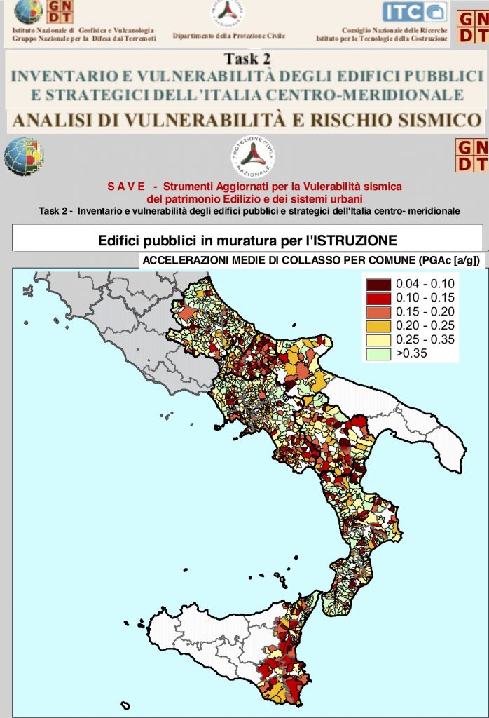 Inventario e vulnerabilità degli edifici pubblici e strategici dell'Italia centro- meridionale