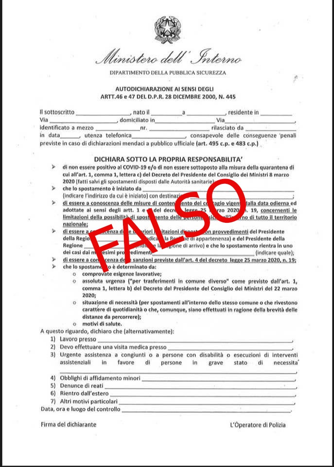 falso modello coronavirus