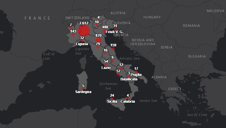 mappa contagi italia tempo reale