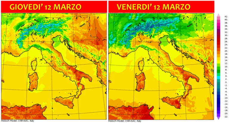 temperature italia 12 13 marzo