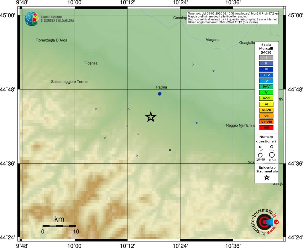 terremoto sciame sismico parma