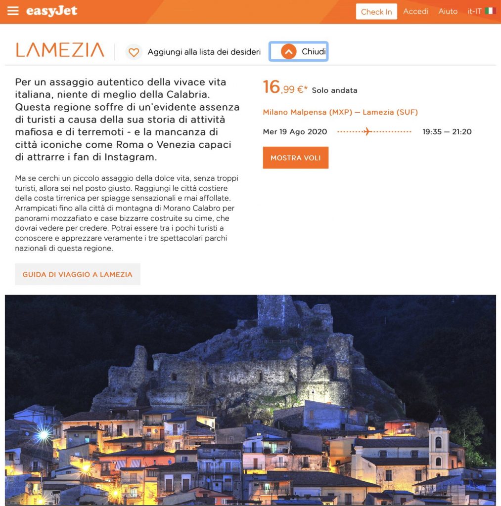 lamezia easyjet calabria