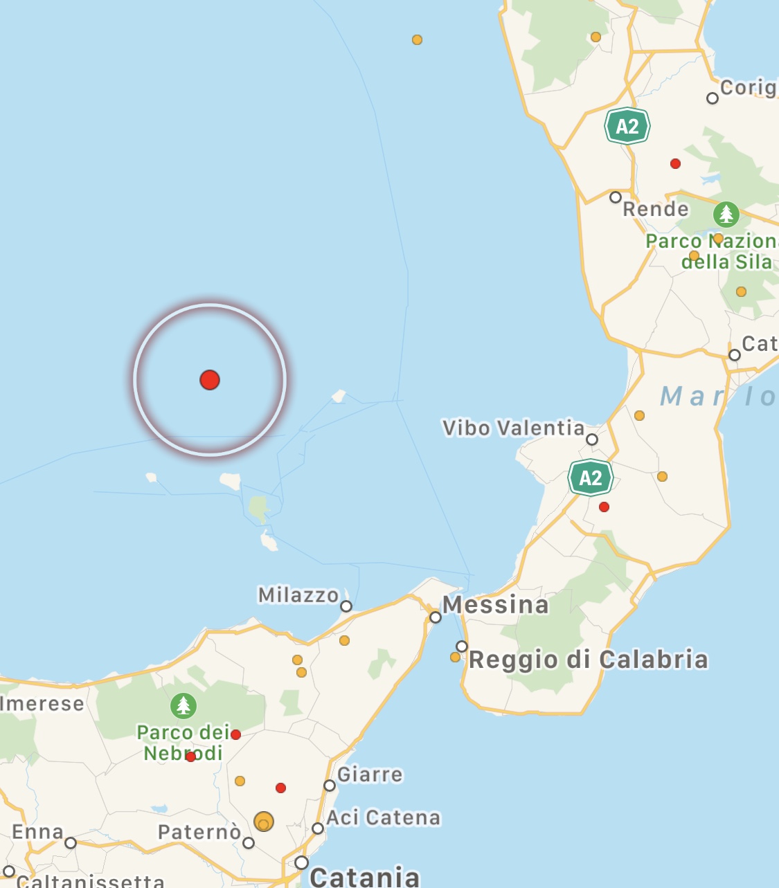 Terremoto Tirreno isole eolie