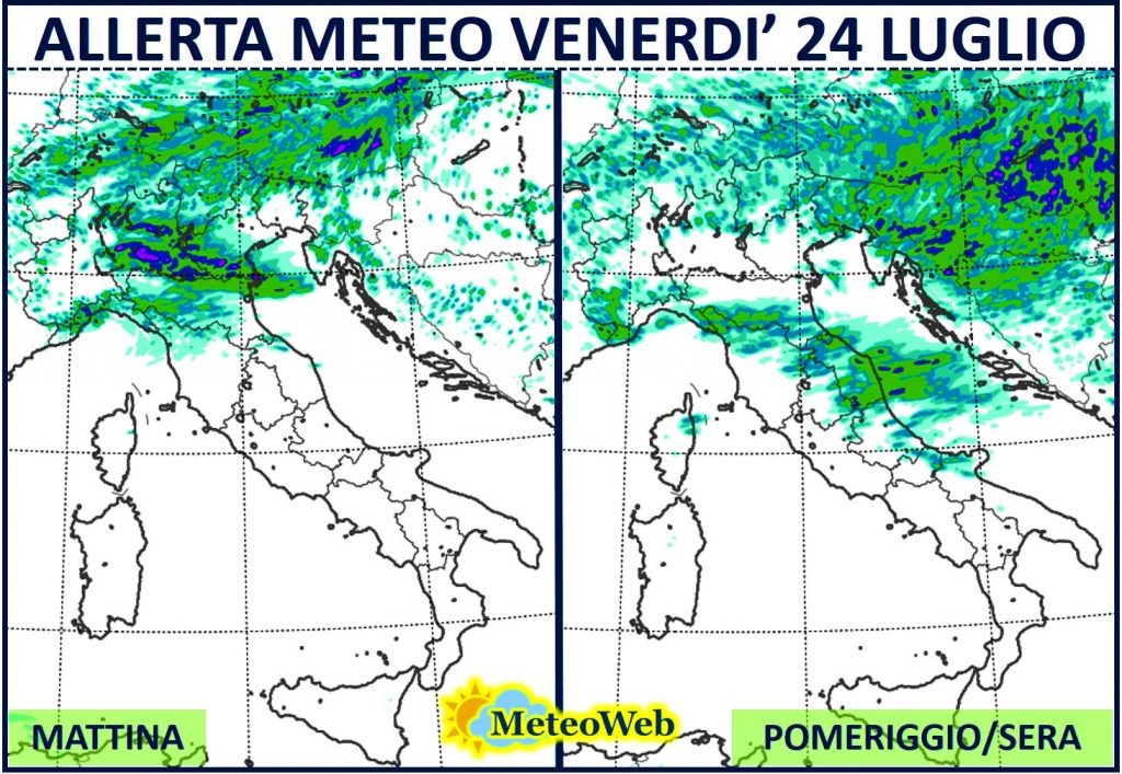 allerta meteo venerdì 24 luglio