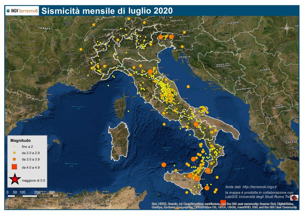 sismicità luglio 2020