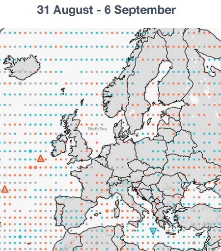 Previsioni Meteo Autunno velocità vento
