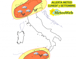 allerta meteo italia lunedì 7 settembre 2020