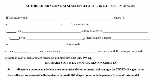 autocertificazione calabria