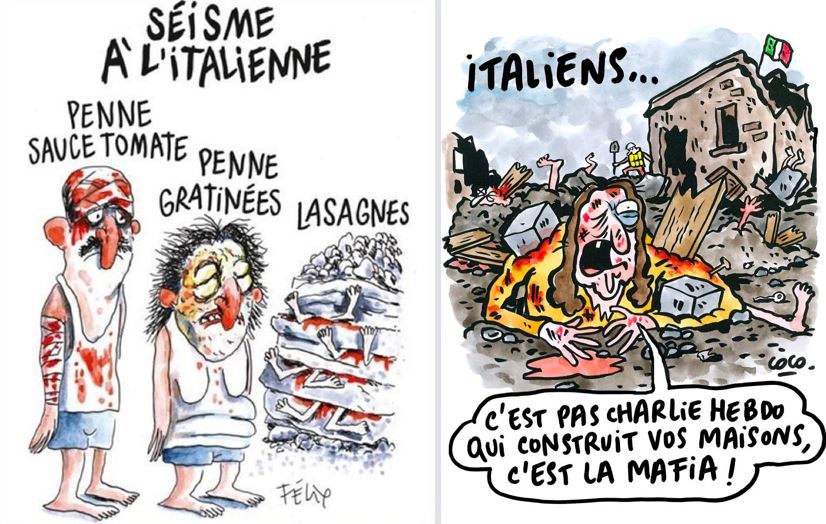 charlie hebdo terremoto centro italia