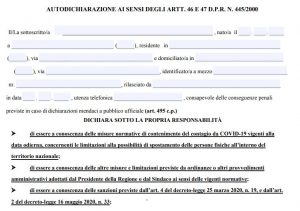 nuovo modulo autocertificazione campania lazio lombardia
