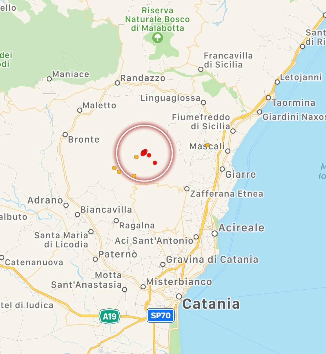 terremoto sicilia etna