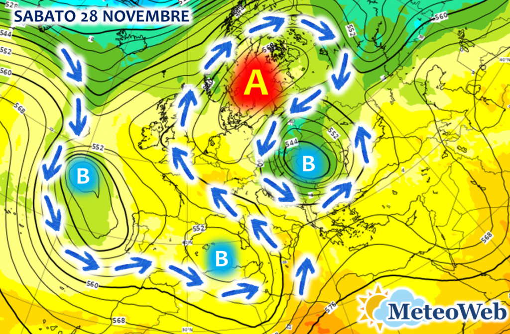 previsioni meteo sabato 28 novembre