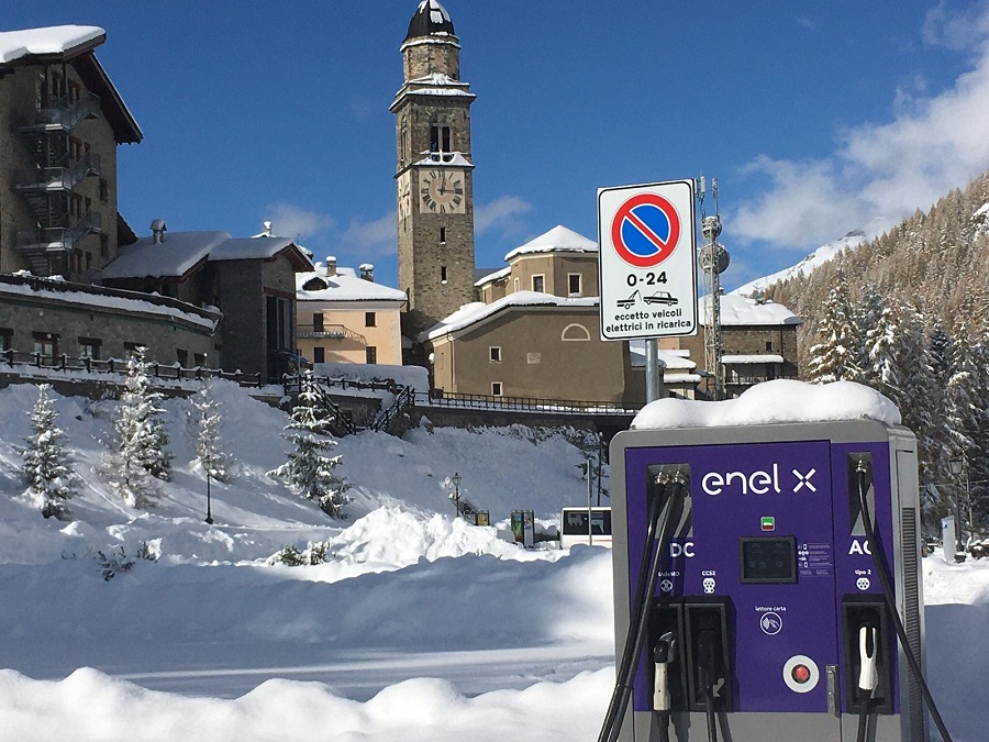 Colonnina di ricarica Enel X a Cogne