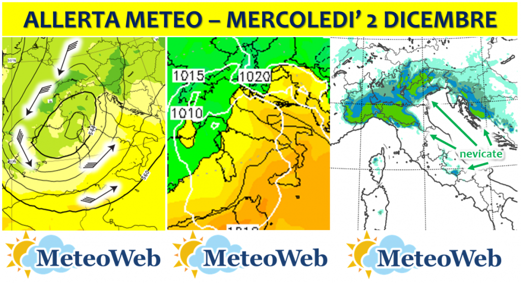 allerta meteo mercoledì 2 dicembre